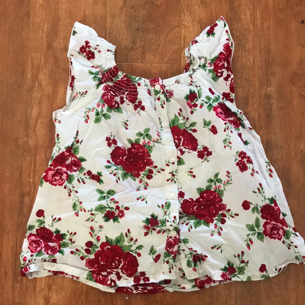 Red roses button butterfly sleeves